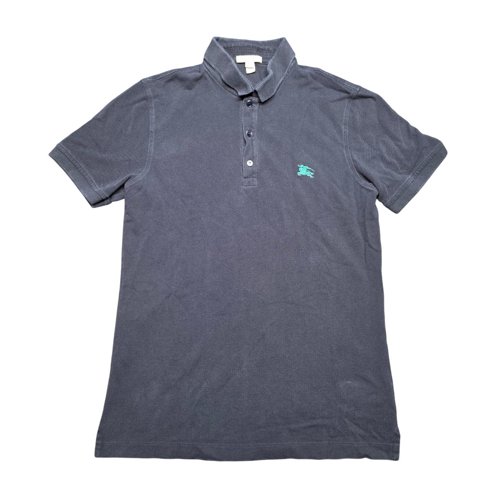 Burberry Brit Polo Shirt Navy Blue Womens Medium Short Sleeve Embroidered Logo